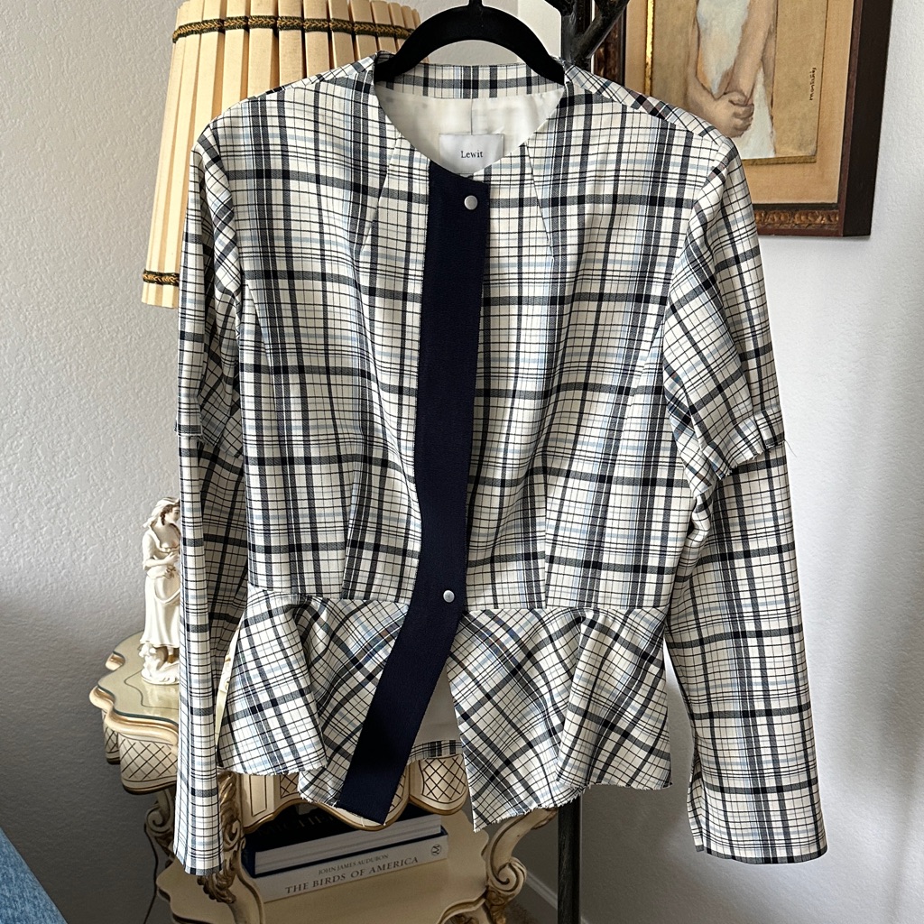 Lewit Black And White Plaid Blazer